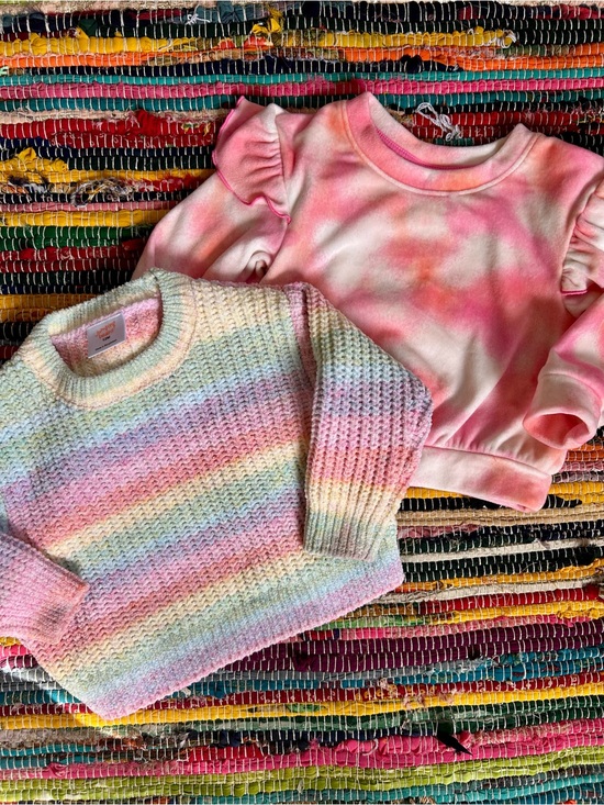 Cat & Jack Other - Cat & Jack Rainbow Chenille & Tie Dye Velour Sweater Set 12 MOS